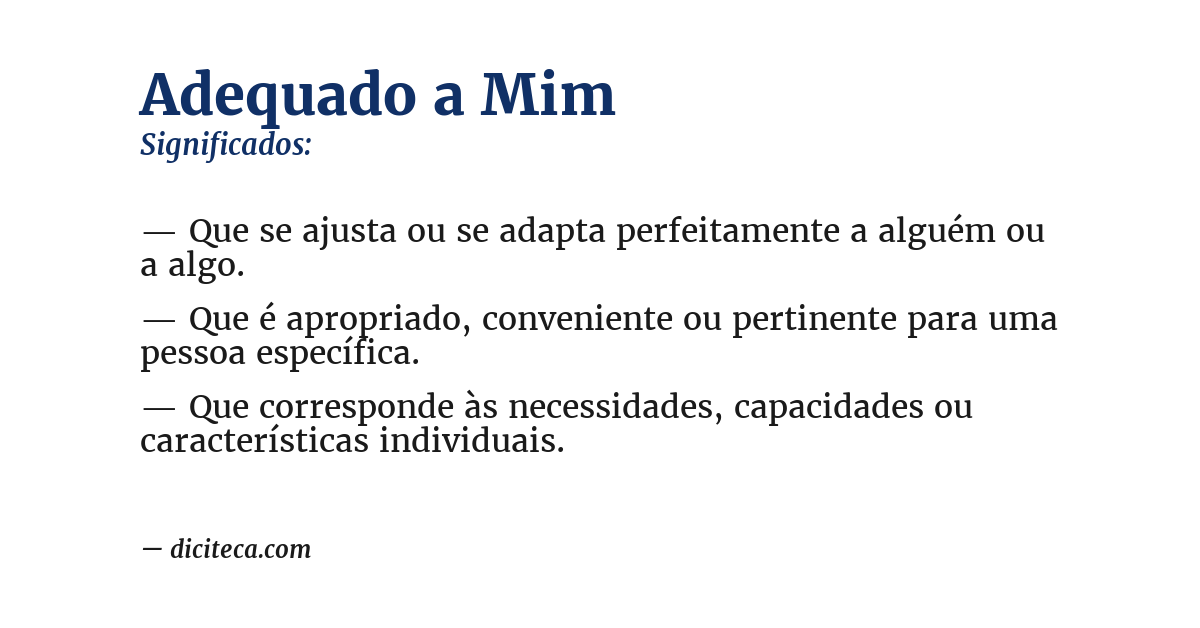 Significado de adequado a mim