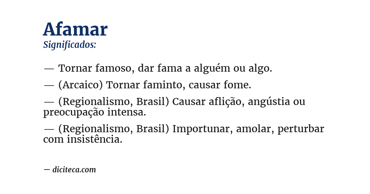 Significado de afamar