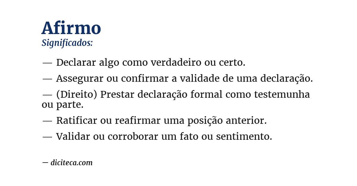 Significado de afirmo