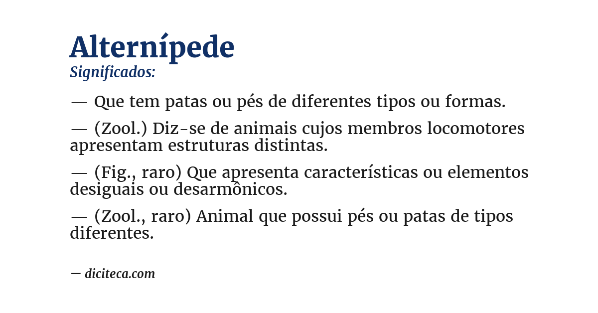 Significado de alternípede