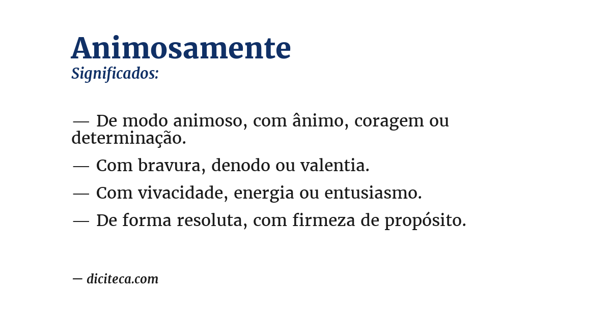 Significado de animosamente