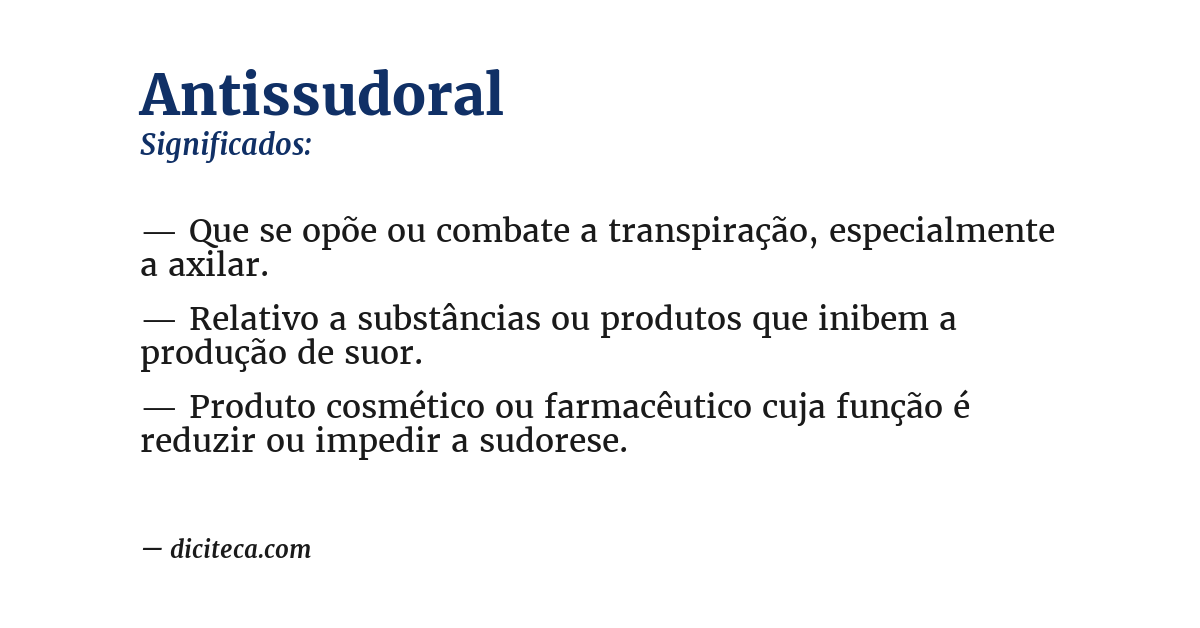 Significado de antissudoral