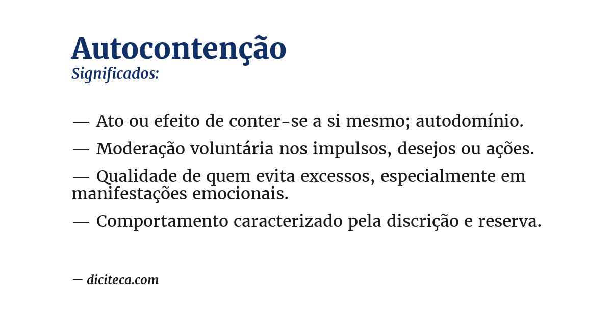 Significado de autocontenção