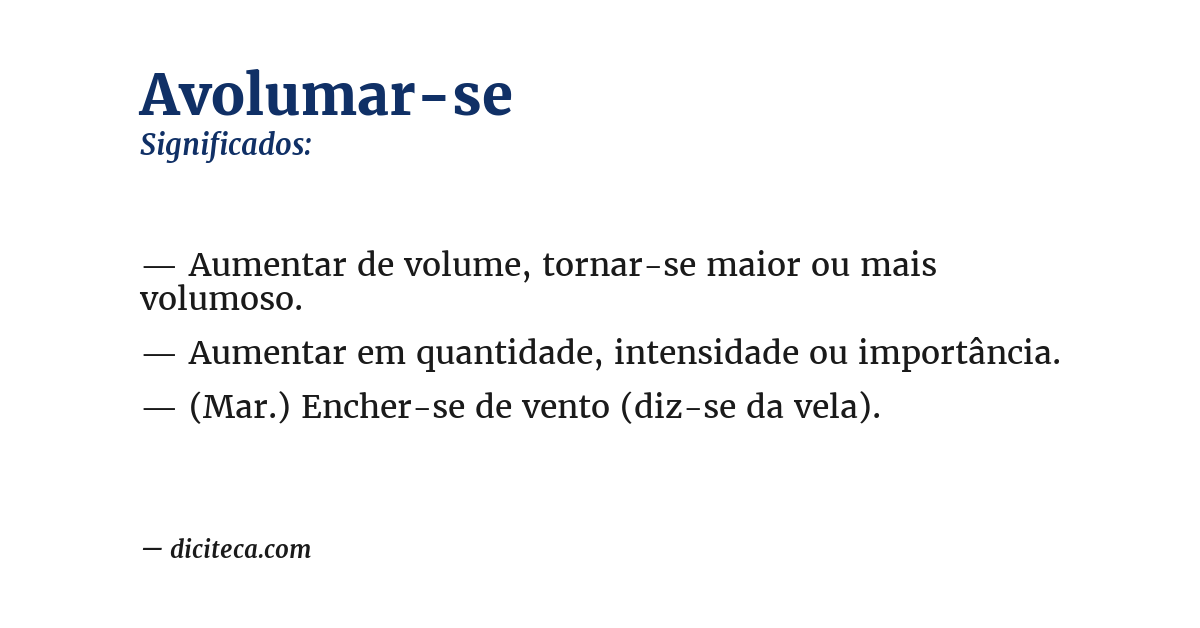 Significado de avolumar-se