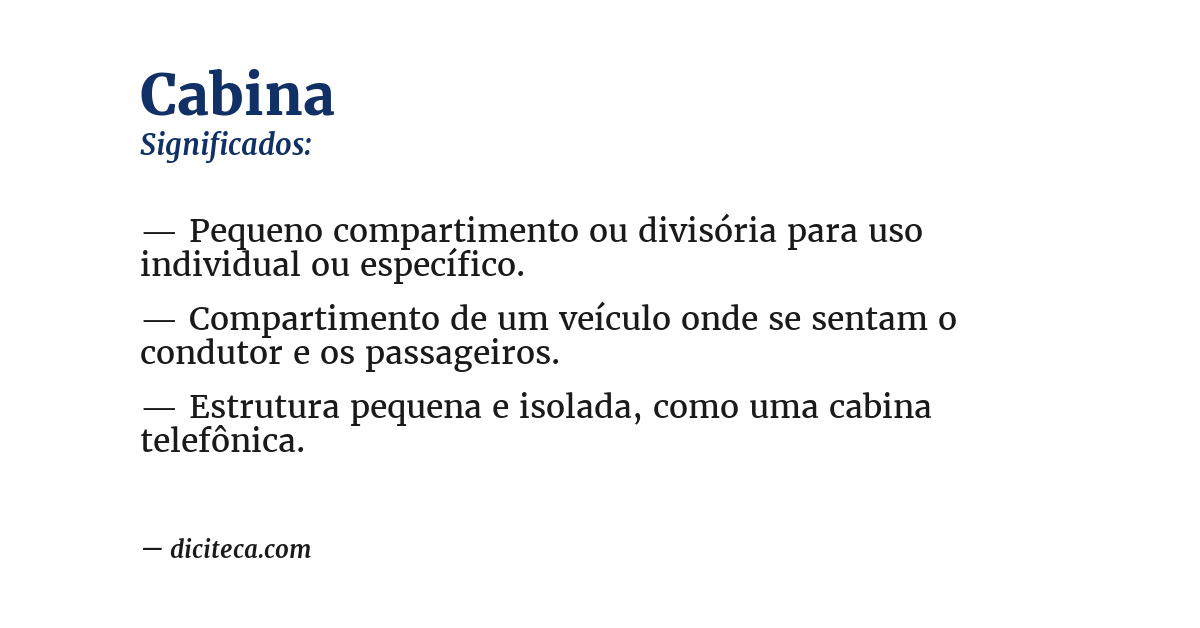 Significado de cabina