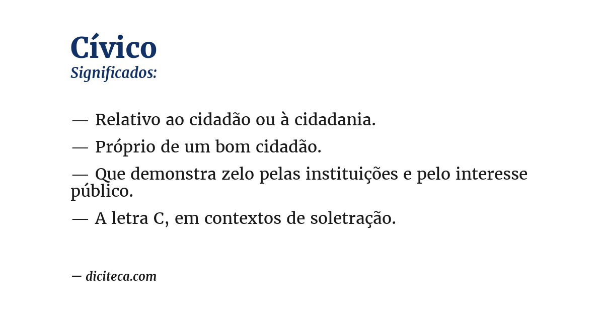 Significado de cívico