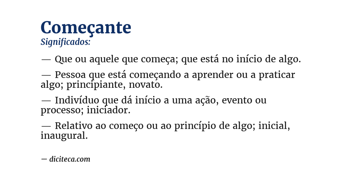 Significado de começante