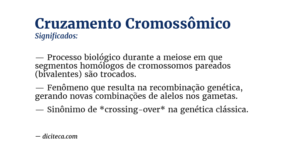 Significado de cruzamento cromossômico