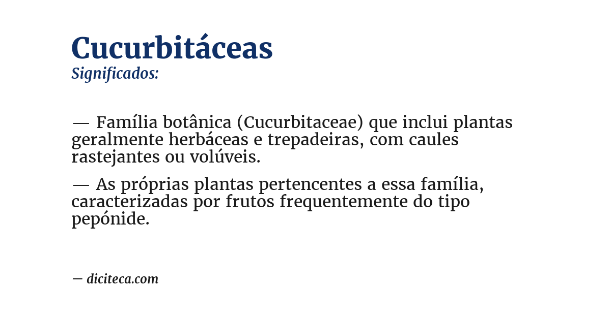 Significado de cucurbitáceas