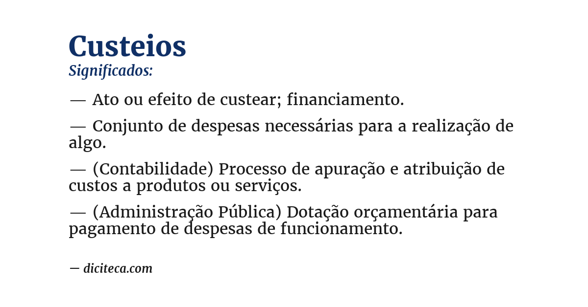 Significado de custeios