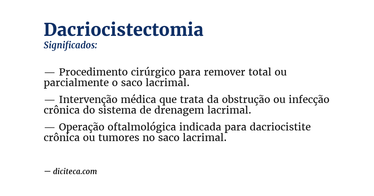 Significado de dacriocistectomia