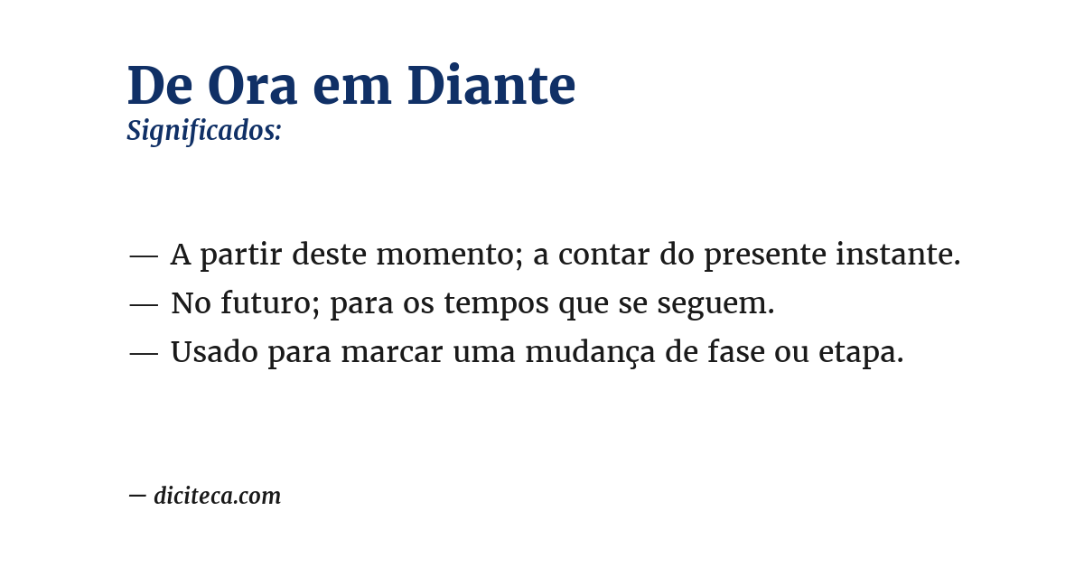Significado de de ora em diante