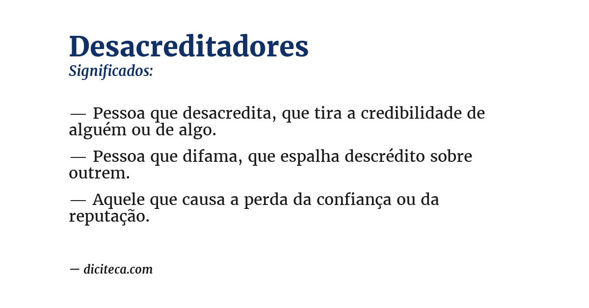 Significado de desacreditadores