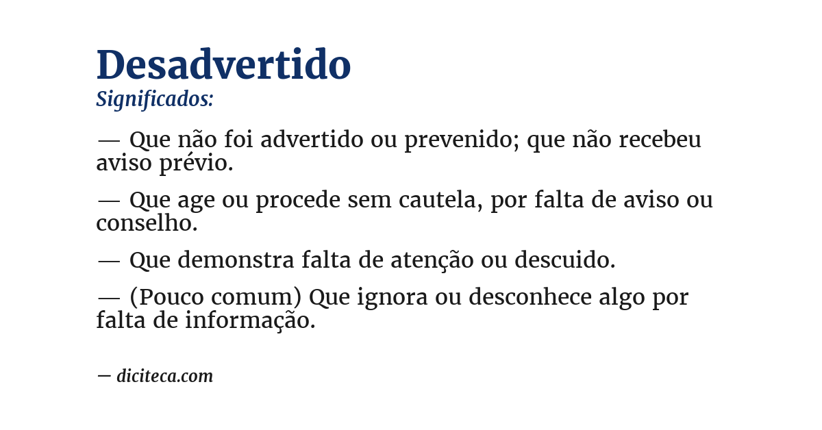 Significado de desadvertido