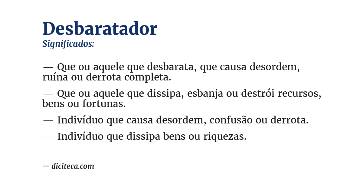 Significado de desbaratador