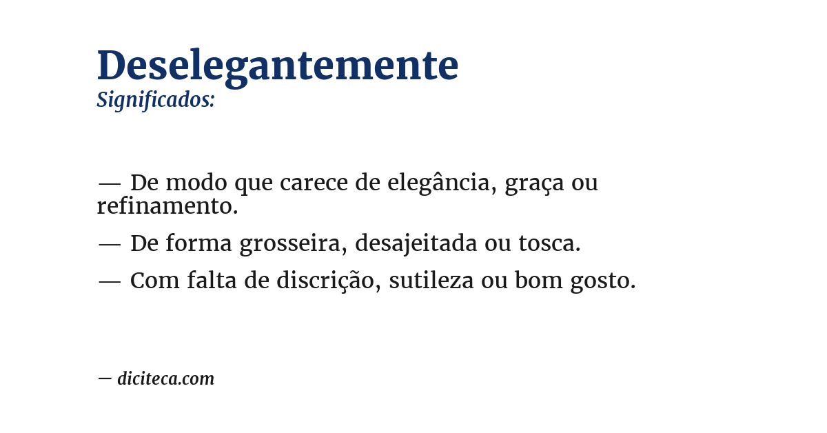 Significado de deselegantemente