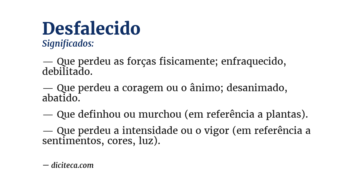 Significado de desfalecido
