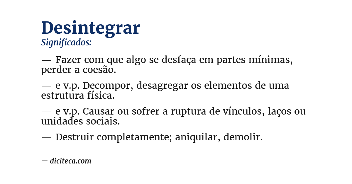 Significado de desintegrar