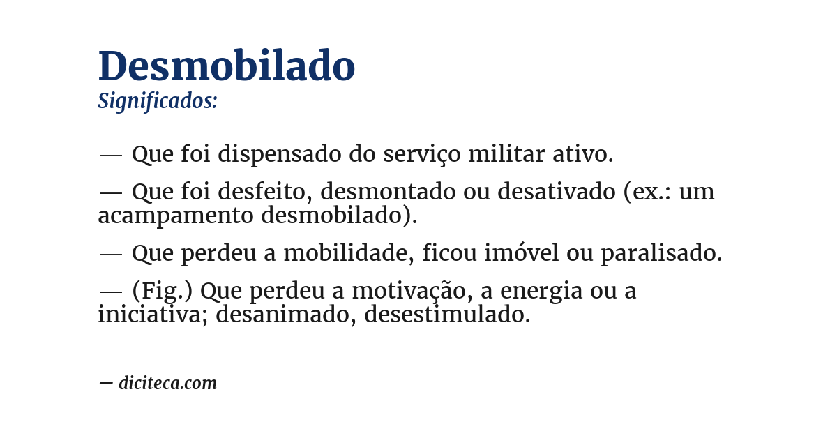 Significado de desmobilado