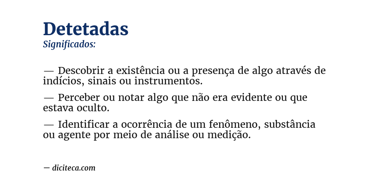 Significado de detetadas