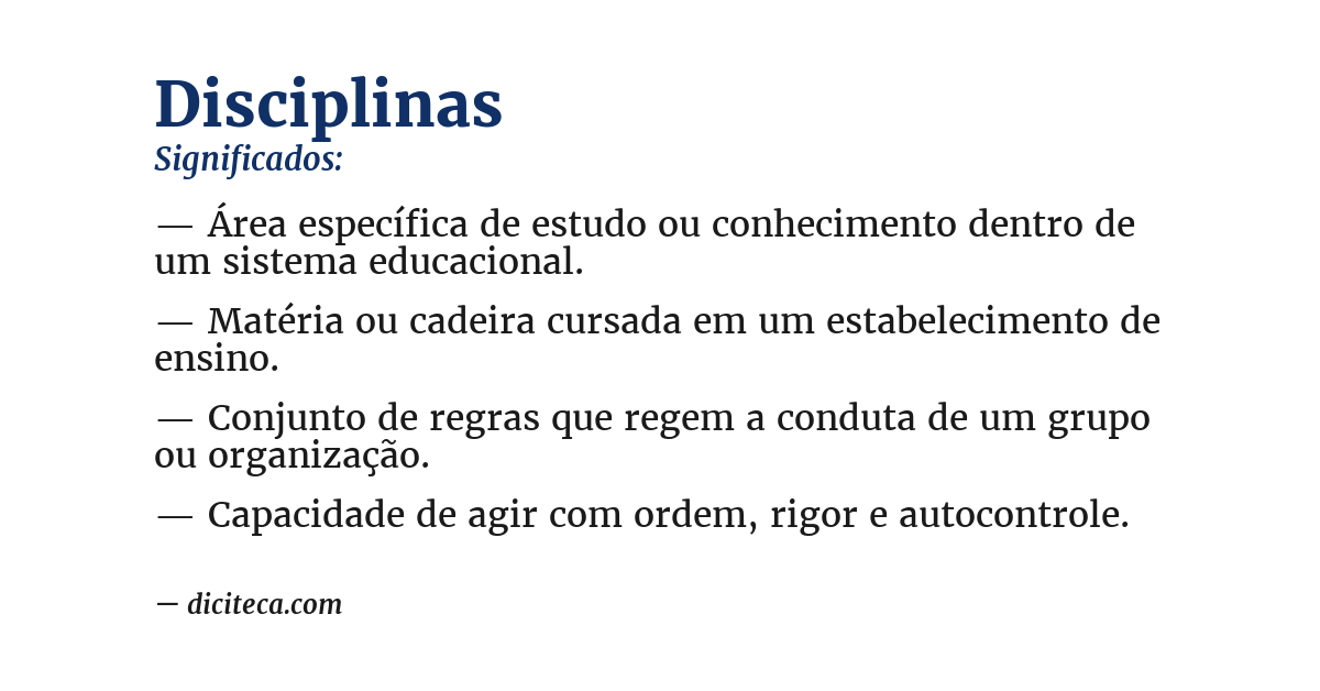 Significado de disciplinas
