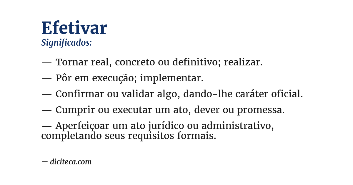 Significado de efetivar