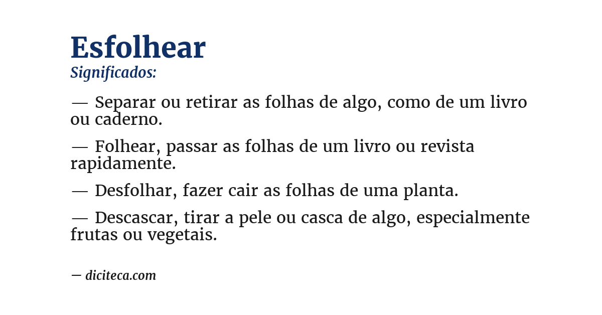 Significado de esfolhear