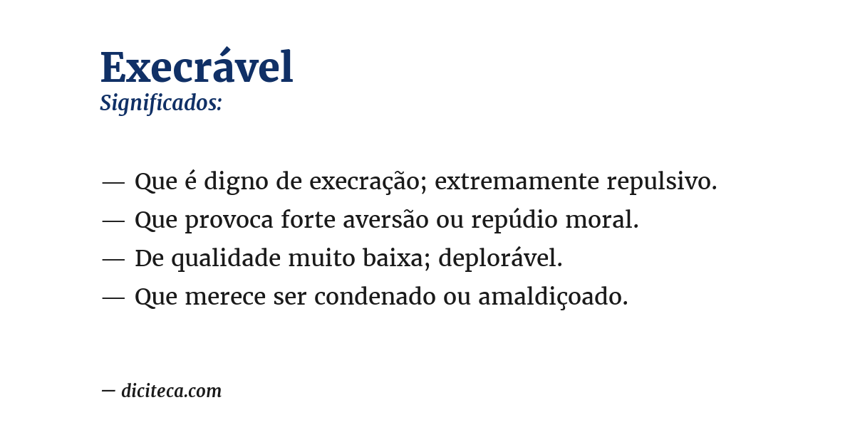 Significado de execrável
