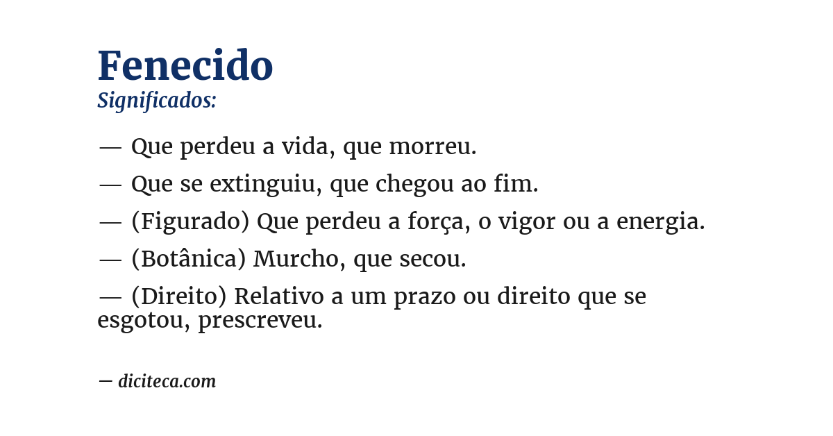 Significado de fenecido