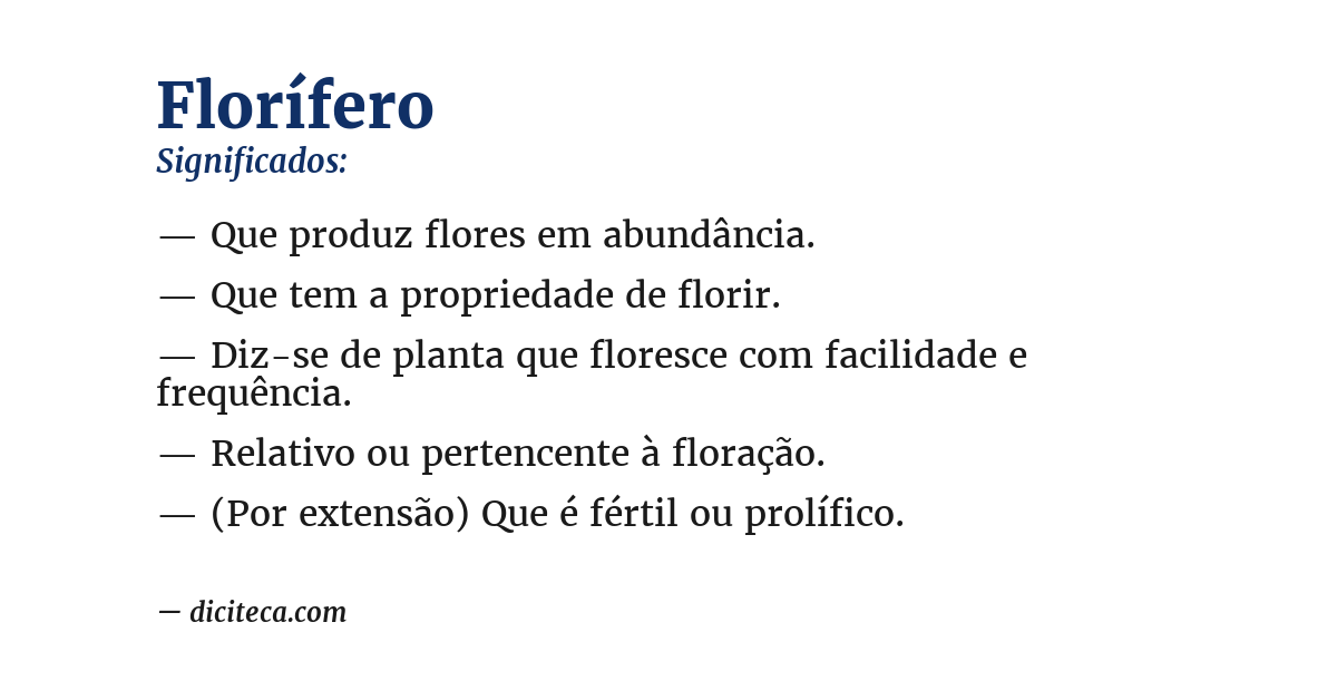 Significado de florífero
