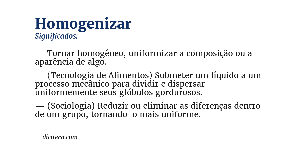 Significado de homogenizar