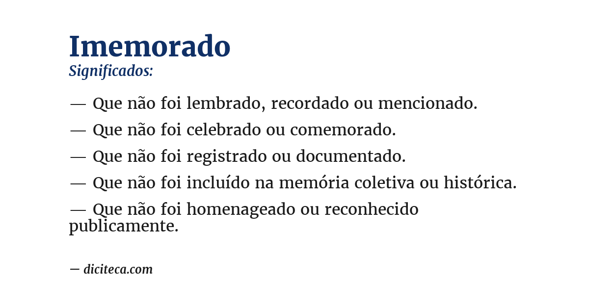 Significado de imemorado