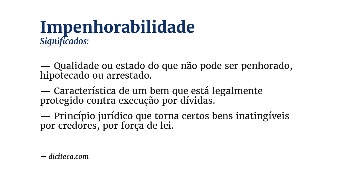 Significado de impenhorabilidade