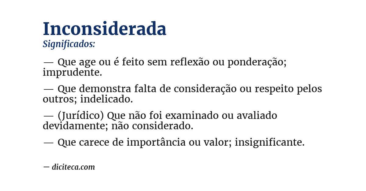 Significado de inconsiderada