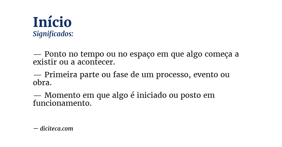 Significado de início