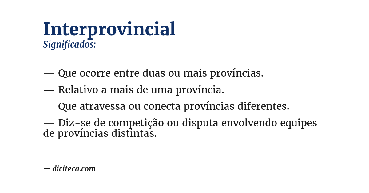 Significado de interprovincial
