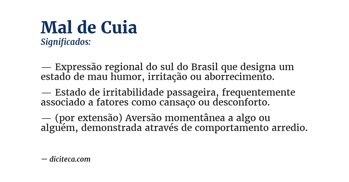 Significado de mal de cuia