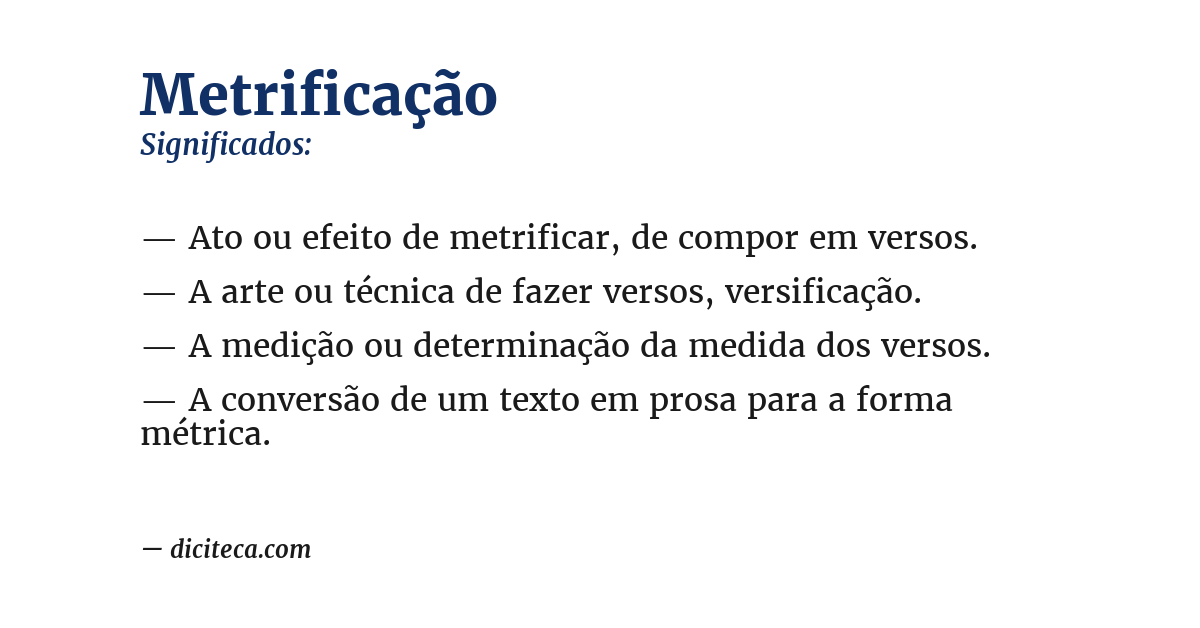 Significado de metrificação