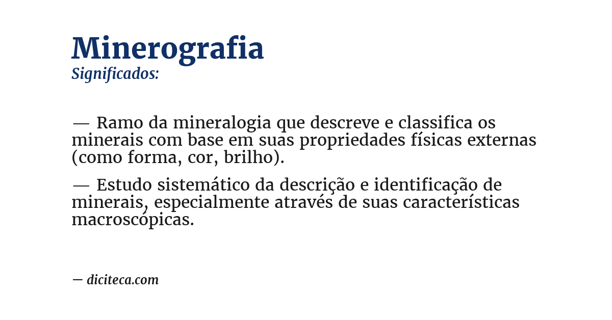 Significado de minerografia