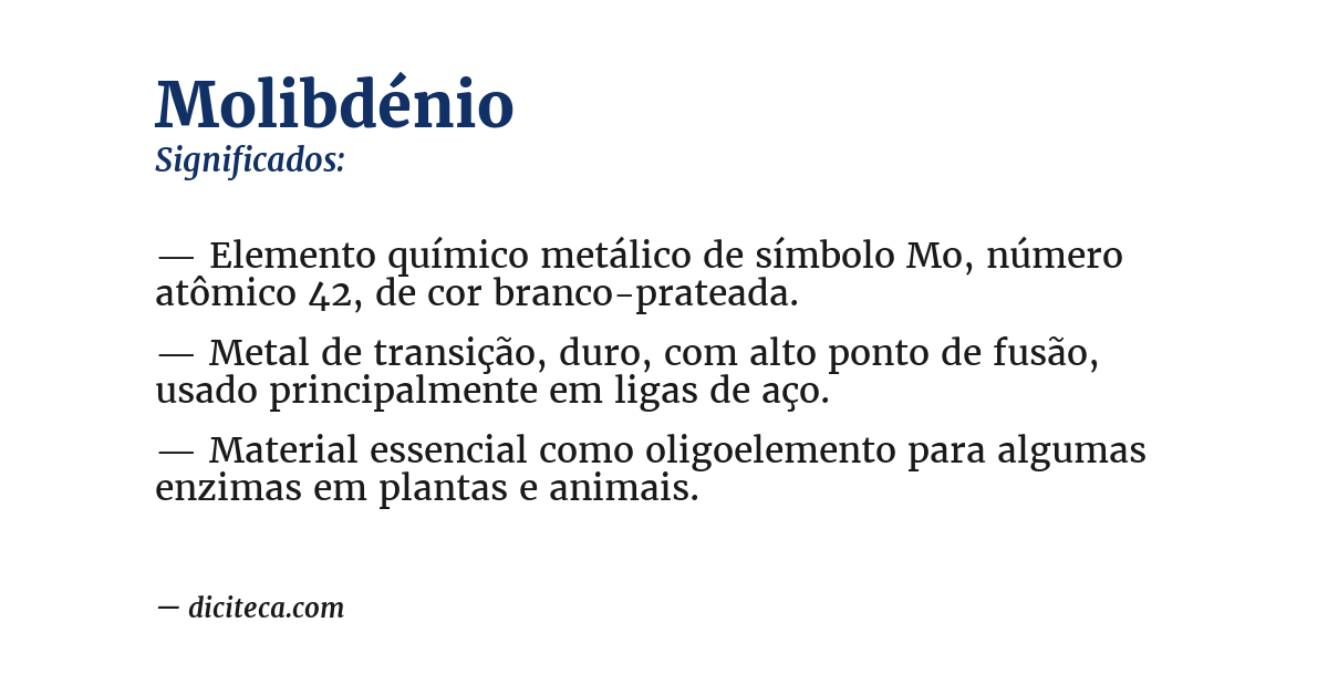 Significado de molibdénio