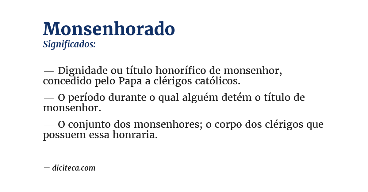 Significado de monsenhorado