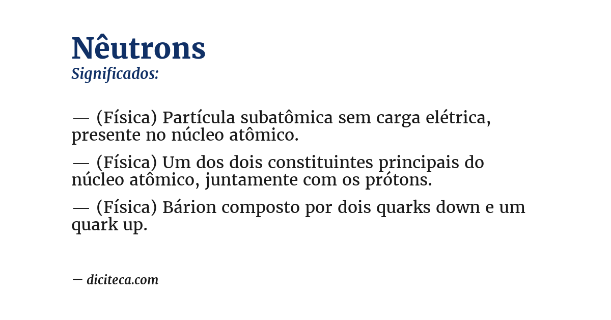 Significado de nêutrons