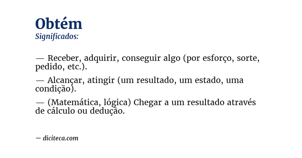 Significado de obtém