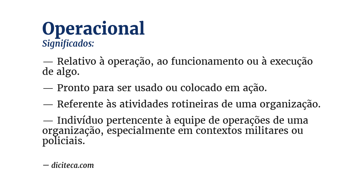 Significado de operacional