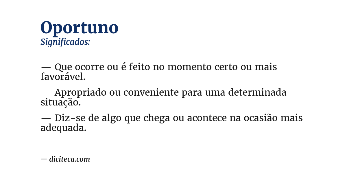 Significado de oportuno