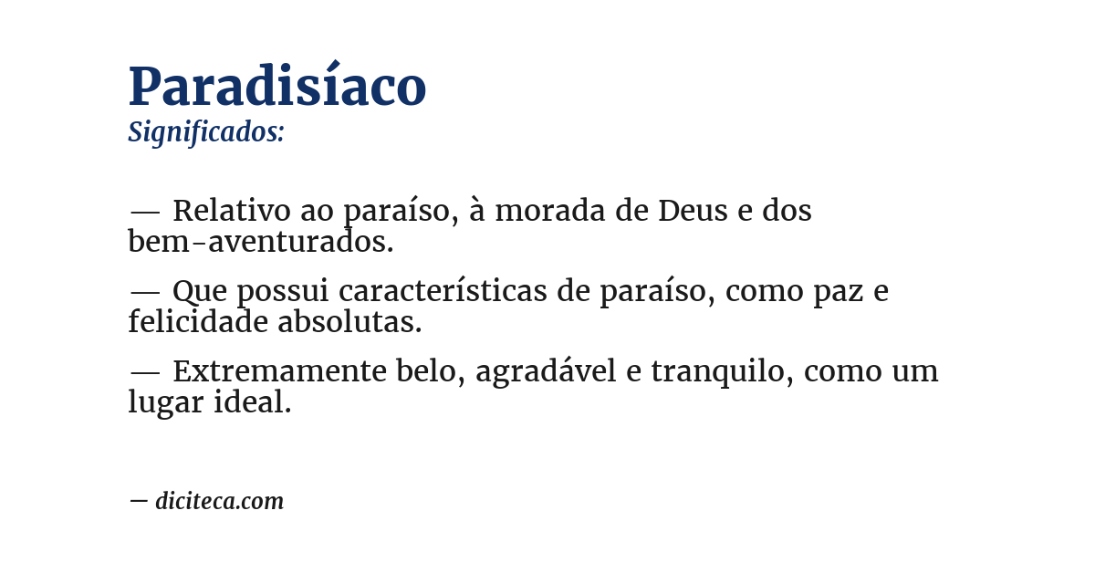 Significado de paradisíaco