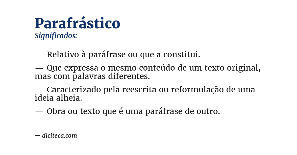 Significado de parafrástico