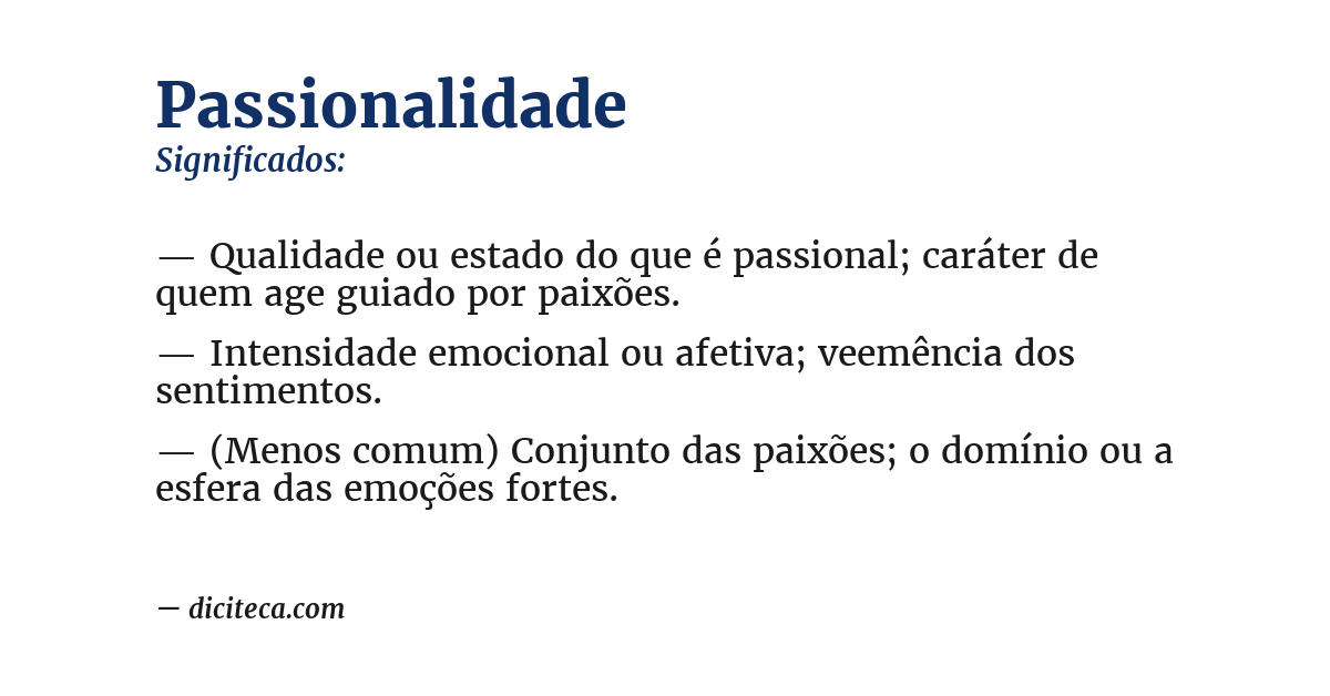 Significado de passionalidade