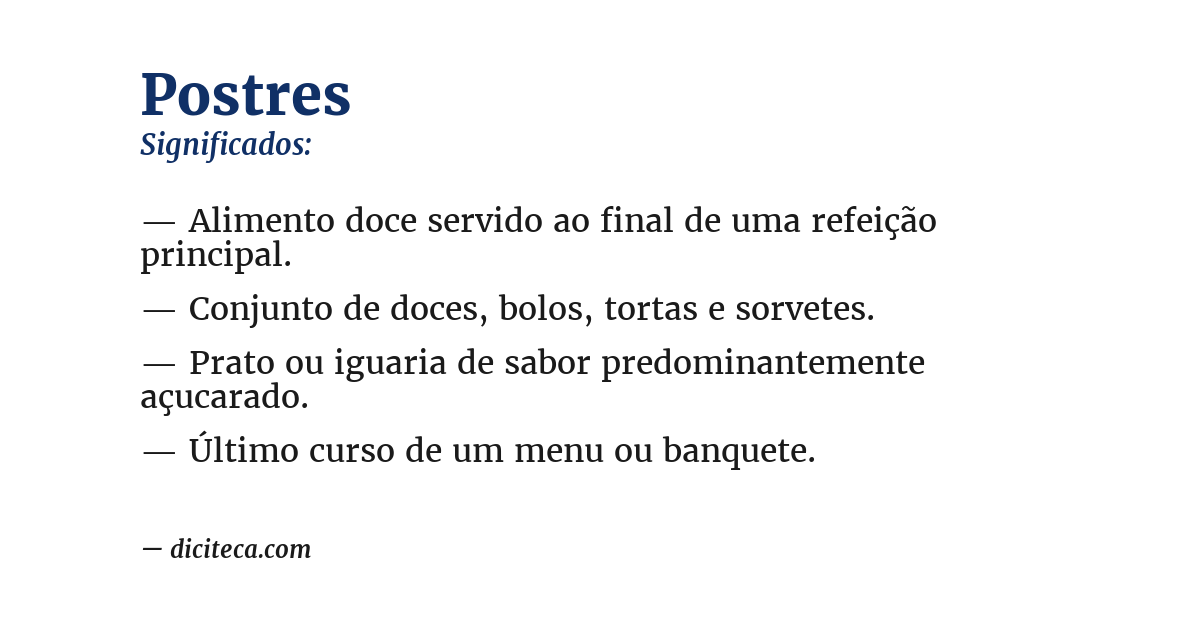 Significado de postres