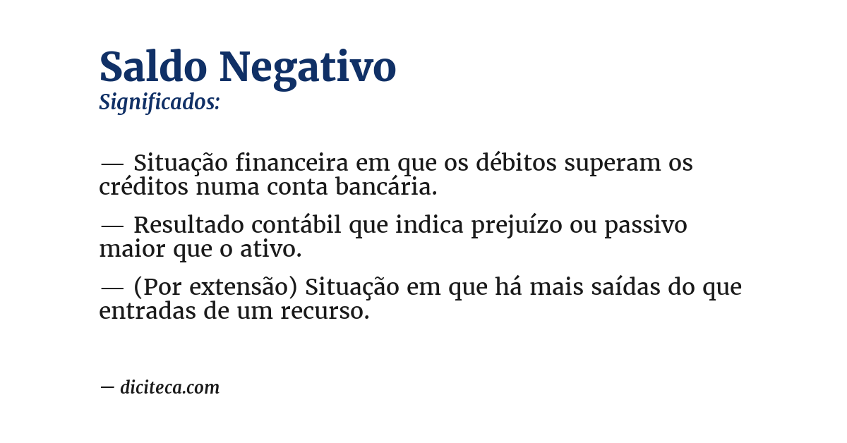 Significado de saldo negativo